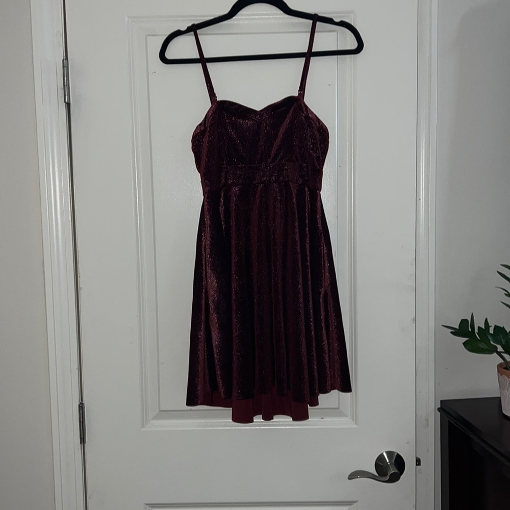 Free people, berry metallic, strapless, mini dress size xs